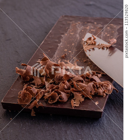 Chocolate bar pieces. Background with chocolate. Sweet food photo concept. Chocolate bar pieces. Background with chocolate. Sweet food photo concept. 113529820