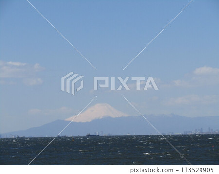 從Kemigawahama看到東京灣的富士山 從Kemigawahama看到東京灣的富士山 113529905