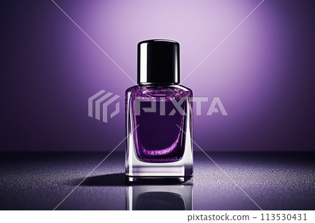 Purple nail polish bottle. 113530431