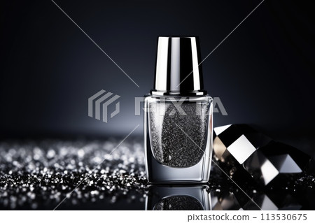 Silver nail polish bottle. 113530675