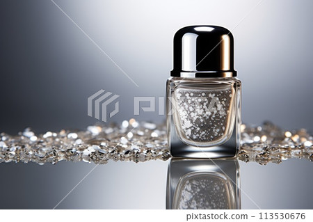 Silver nail polish bottle. Silver nail polish bottle. 113530676