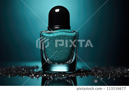 Green nail polish bottle. 113530677
