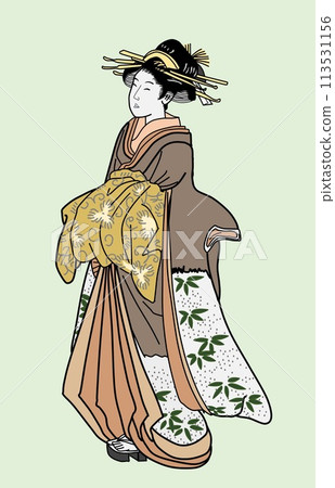 Courtesan from the Edo period (newly-arranged, copy of Utamaro's painting) 113531156