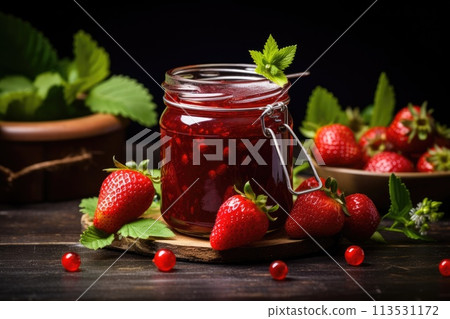 Strawberries with macaroons. Generative AI 113531172