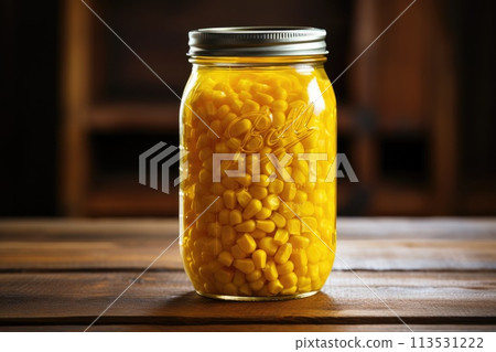 Sterilized corn in a jar. Generative AI 113531222
