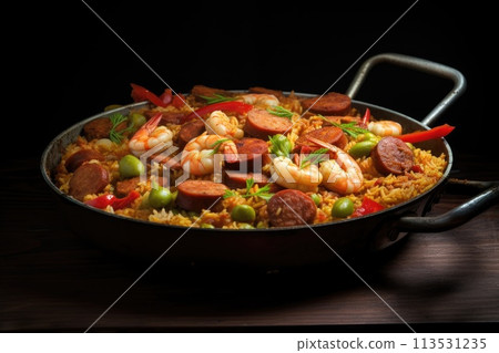 Spicy homemade Jambalaya. Generative AI Spicy homemade Jambalaya. Generative AI 113531235
