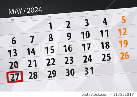 Calendar 2024, deadline, day, month, page, organizer, date, May, monday, number 27 113531817