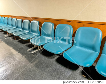 Row of blue chairs Row of blue chairs 113532050