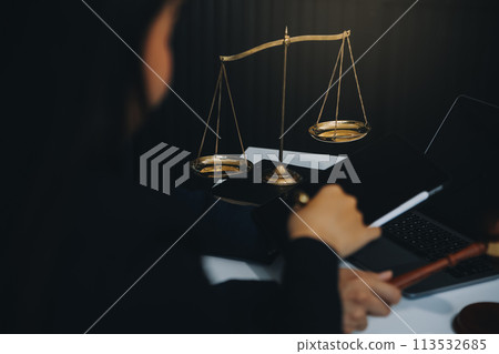 Businessman and Male lawyer or judge consult having team meeting with client, Law and Legal services concept. Businessman and Male lawyer or judge consult having team meeting with client, Law and Legal services concept. 113532685
