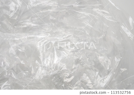transparent plastic bag texture on white background 113532756