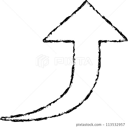 Hand drawn monochrome rising arrow Hand drawn monochrome rising arrow 113532957