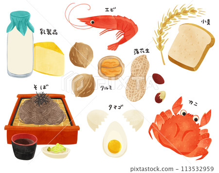 8張具體原料手繪插畫 113532959