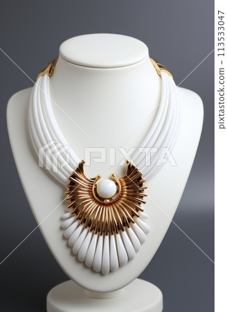 Radiant elegance: an opulent portrayal of luxury embodied in a captivating necklace, exuding sophistication, glamour, and timeless beauty, perfect for discerning tastes and refined occasions 113533047
