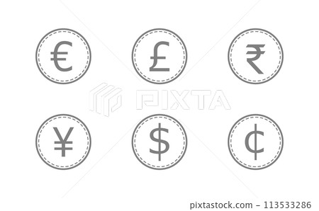 6種灰色貨幣符號 6種灰色貨幣符號 113533286