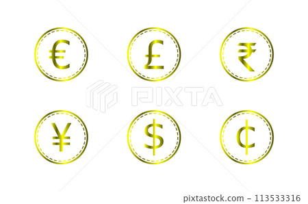 6 個黃金貨幣符號 6 個黃金貨幣符號 113533316
