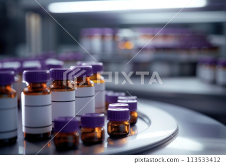 Medical pharmacy theme: empty clean bottles, containers, vials for advertising, presentation banners with copy space, showcasing pharmaceutical products mockup . Medical pharmacy theme: empty clean bottles, containers, vials for advertising, presentation banners with copy space, showcasing pharmaceutical products mockup . 113533412