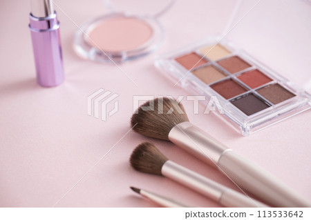 Eyeshadow palette, makeup brushes, lipstick and blush Eyeshadow palette, makeup brushes, lipstick and blush 113533642