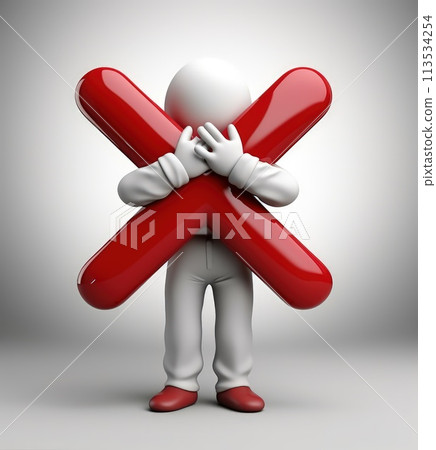 Banning entry: a 3d prohibition concept with a red x sign, a virtual warning symbolizing restricted access for banners and websites, ensuring digital safety and control in a visually impactful design 113534254