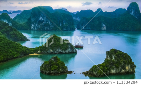 View of Halong Bay from the top of Ti Top Island, Vietnam / Ha Long Bay, Vietnam 113534294