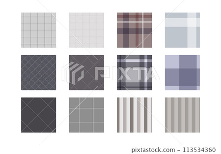 Stylish patterns in muted colors Background decoration set Check pattern Stripe Dotted lattice pattern Cross 113534360