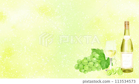 Background material with white wine and white grapes 113534573