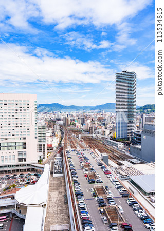 High-angle view of Mazda Stadium on the east side from Hiroshima Station [Urban landscape of Hiroshima] 113534815