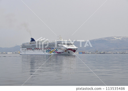 Photographing the cruise ship Norwegian Jewel calling at Hakodate Port in Hakodate, Hokkaido in spring Photographing the cruise ship Norwegian Jewel calling at Hakodate Port in Hakodate, Hokkaido in spring 113535486
