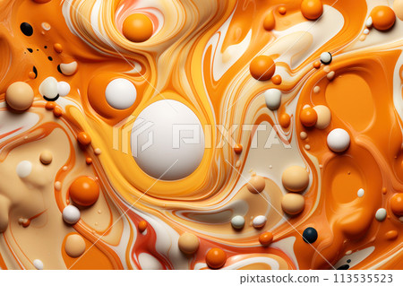 Abstract beautiful background with colorful glossy balls in a transparent gel with bubbles Abstract beautiful background with colorful glossy balls in a transparent gel with bubbles 113535523