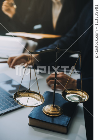 Businessman and Male lawyer or judge consult having team meeting with client, Law and Legal services concept. Businessman and Male lawyer or judge consult having team meeting with client, Law and Legal services concept. 113535981