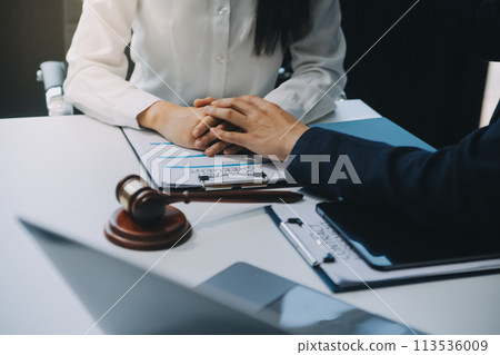 Businessman and Male lawyer or judge consult having team meeting with client, Law and Legal services concept. 113536009