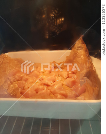 Roasted chicken meat in the oven Roasted chicken meat in the oven 113536578
