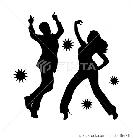 Couple dancing together, happy young couple dancing silhouette vector, people dance	 113536626