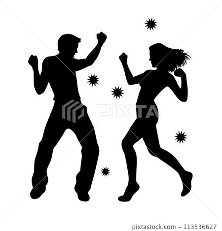 Couple dancing together, happy young couple dancing silhouette vector, people dance Couple dancing together, happy young couple dancing silhouette vector, people dance 113536627