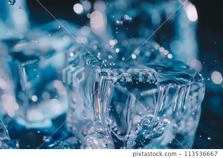 Dancing Bubbles and Light Through Melting Ice. Generative AI 113536667