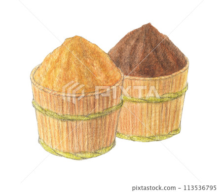 Two types of miso - watercolor pencil illustration Two types of miso - watercolor pencil illustration 113536795