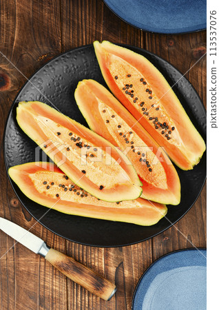 Fresh papaya, tropical fruits. 113537076