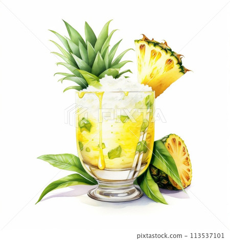 Pina Colada Cocktail Day with Pineapple and Ice. Pina Colada Cocktail Day with Pineapple and Ice. 113537101