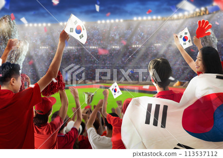 South Korea football team supporter on stadium. 113537112