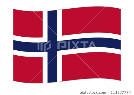 Waving flag of the country Norway. Vector illustration. Waving flag of the country Norway. Vector illustration. 113537774