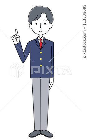 Hand sign illustration of a male student (blazer) Hand sign illustration of a male student (blazer) 113538095
