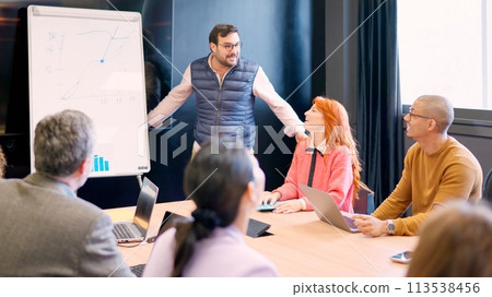 Smiling group of colleagues in a meeting room Smiling group of colleagues in a meeting room 113538456
