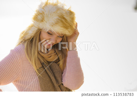Fashionable woman on beach Fashionable woman on beach 113538783
