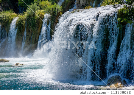 Waterfalls Krka, Croatia. Natural Waterfalls. Krka National Park, Croatia 113539088
