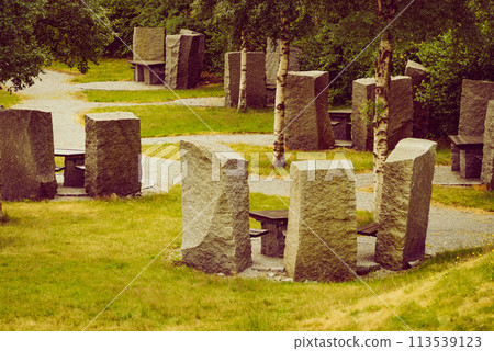 Rest stop area stone picnic site, Norway Rest stop area stone picnic site, Norway 113539123