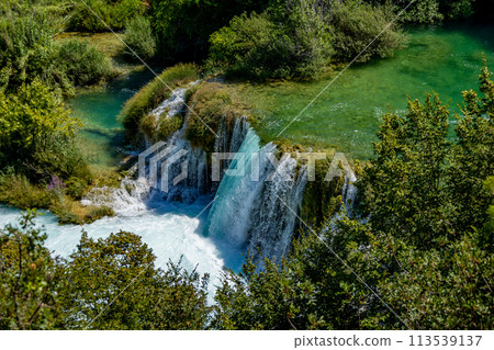 Waterfalls Krka, Croatia. Natural Waterfalls. Krka National Park, Croatia 113539137