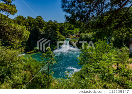 Waterfalls Krka, Croatia. Natural Waterfalls. Krka National Park, Croatia Waterfalls Krka, Croatia. Natural Waterfalls. Krka National Park, Croatia 113539147