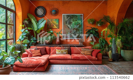 Abundant Greenery in a Modern Living Room 113540662