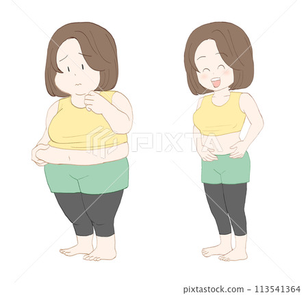 Woman before and after diet 113541364