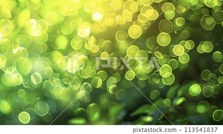 具有重疊模糊燈光的綠色背景圖 AI 影像 113541837