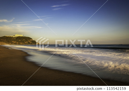beautiful beach sunset 113542159